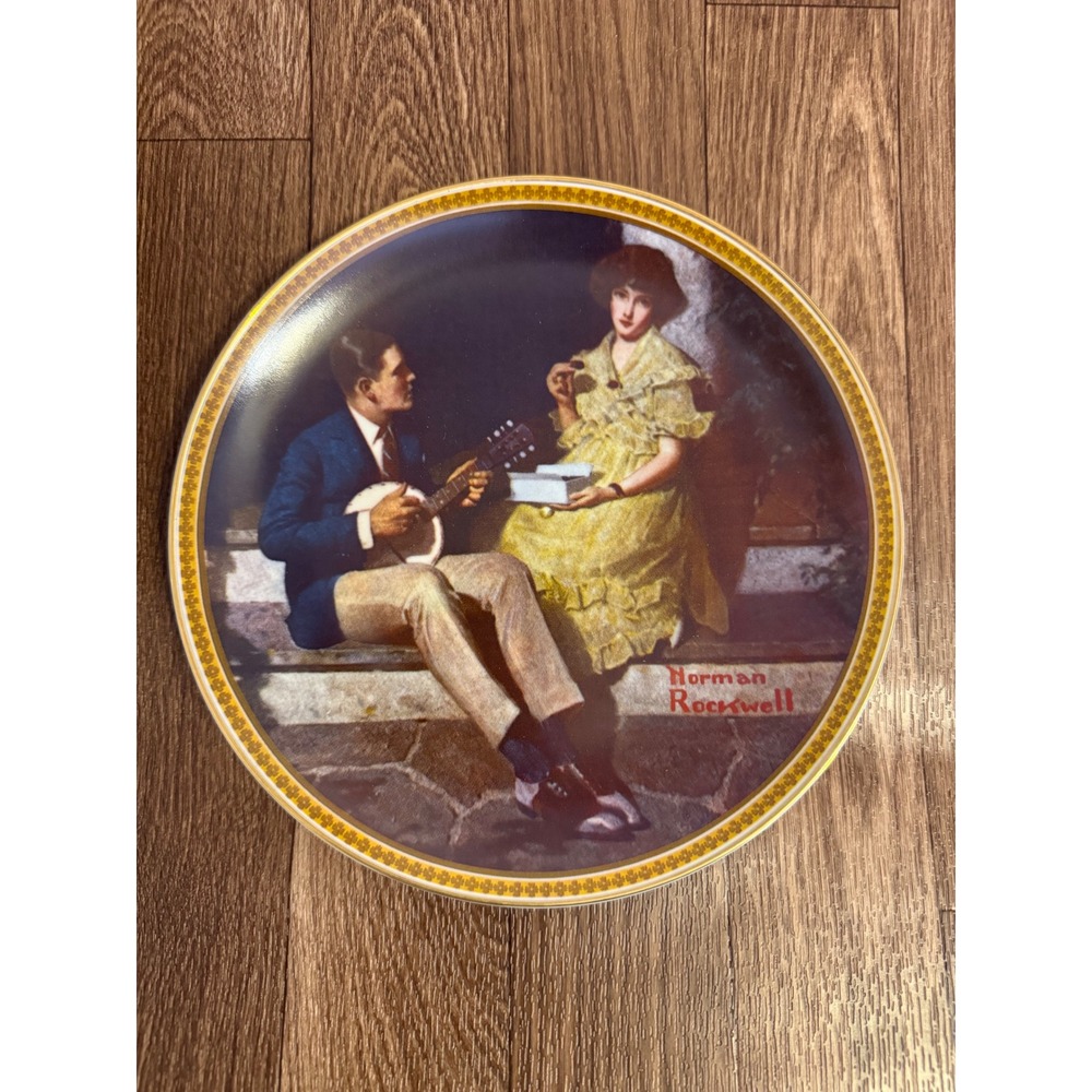 Norman Rockwell Pondering on the Porch Knowles Collector Plate 135A 8.5" Box COA